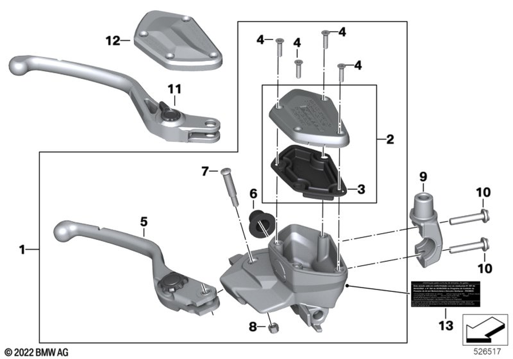 BMW Motorrad Cover Panel For Brake Fluid Reservoir - Storm — 32727923884 — parts illustration