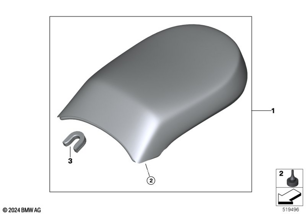 BMW Motorrad Passenger Seat, Black — 52539829341 — parts illustration