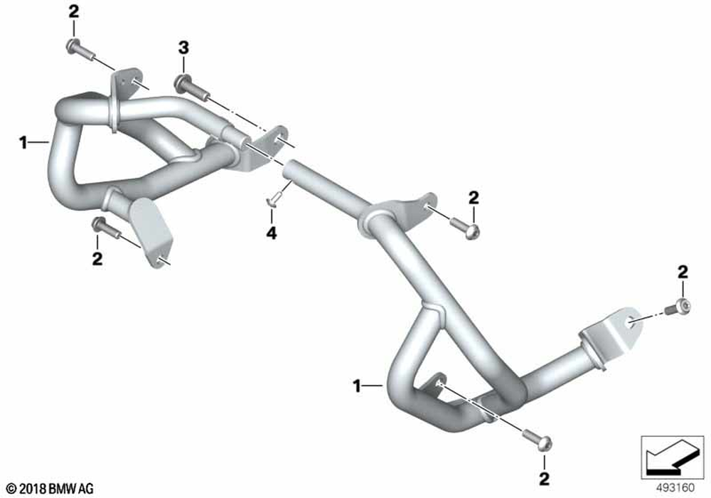 BMW Motorrad Left Engine Protection Bar — 77148356941 — parts illustration