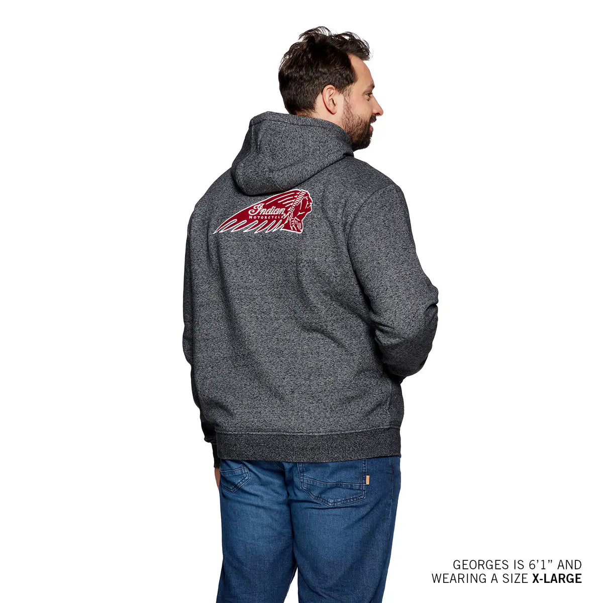 Indian Motorcycle Men's Logo Headdress Hoodie, Gray — S