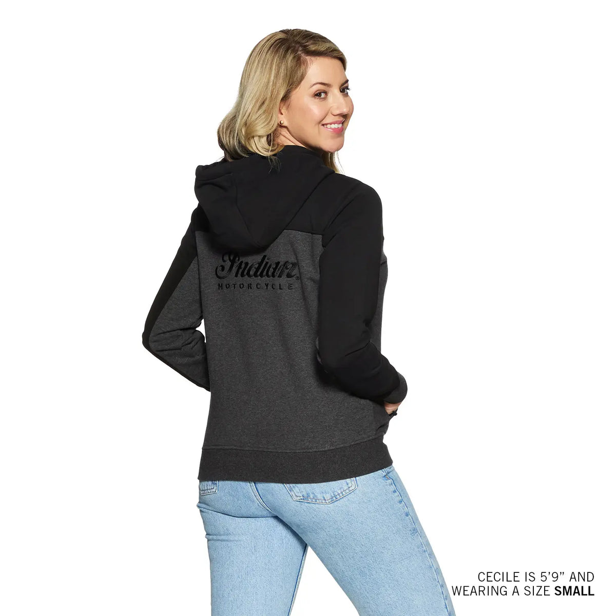 Indian Motorcycle Women's Colorblock Script Hoodie, Gray