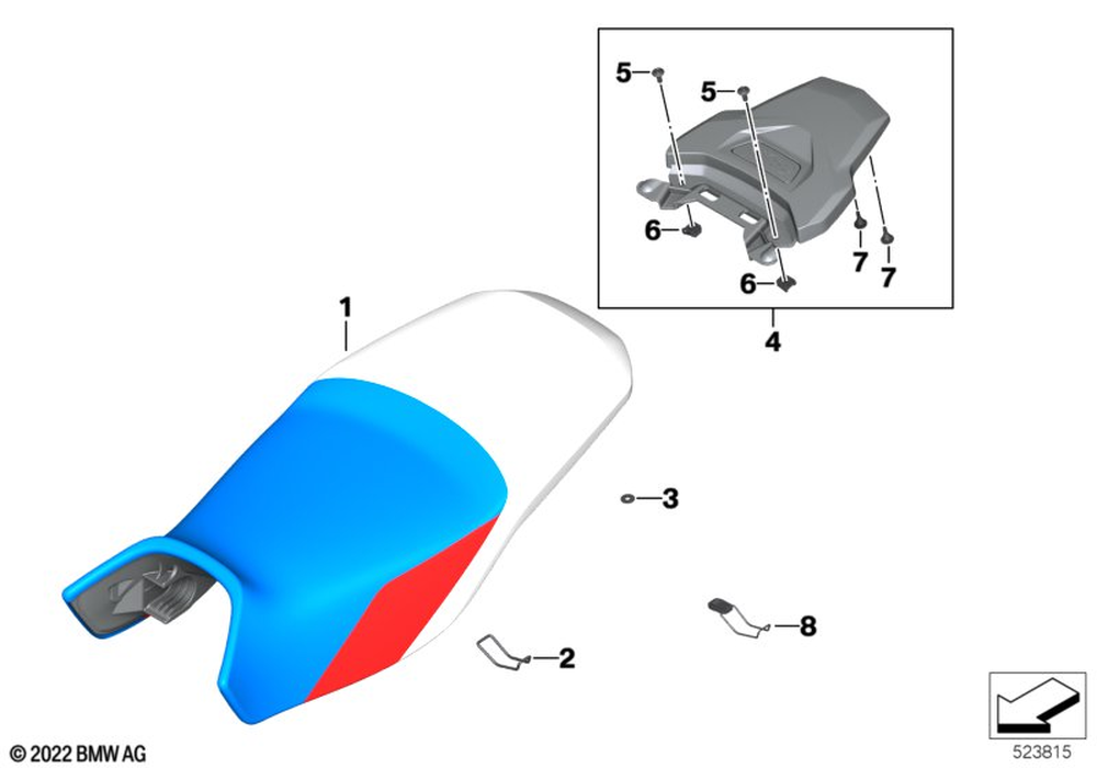 BMW Motorrad Rally Seat Low — 52539457793 — parts illustration