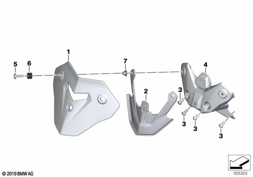 BMW Motorrad Windshield Bracket — 46638403839 — parts illustration