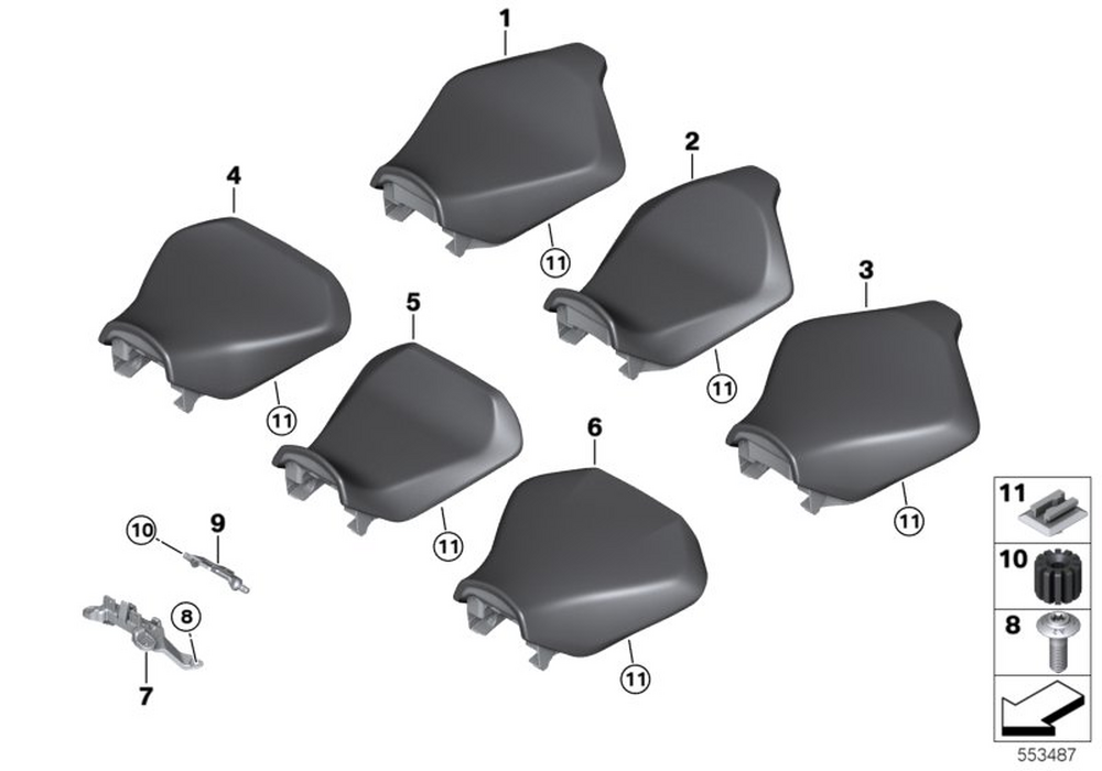BMW Motorrad Driver Seat Komfort Low — 52535A787B8 — parts illustration