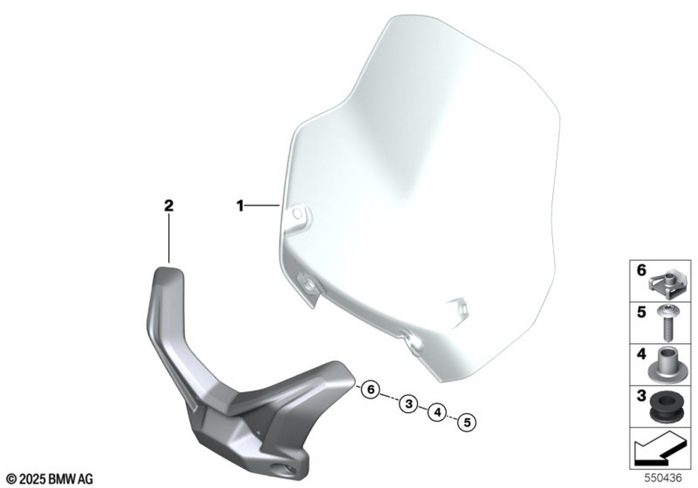 BMW Motorrad Windshield — 46635A713C3 — parts illustration