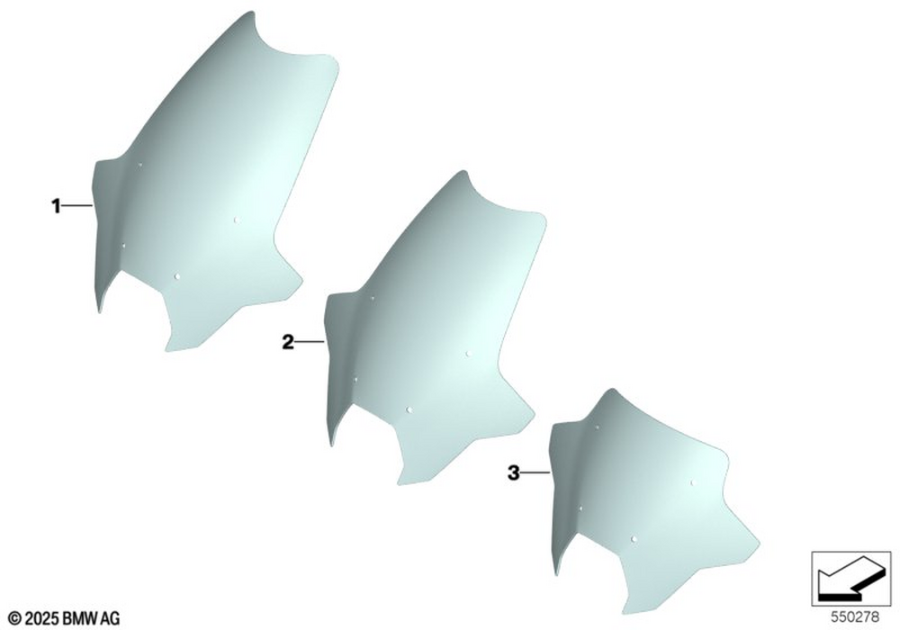 BMW Motorrad Windshield, Comfort - L=616Mm — 46635A77DE7 — parts illustration