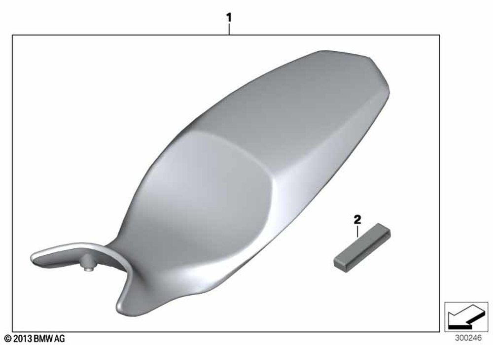 BMW Motorrad Comfort Seat, High, Black — 77348544479 — parts illustration
