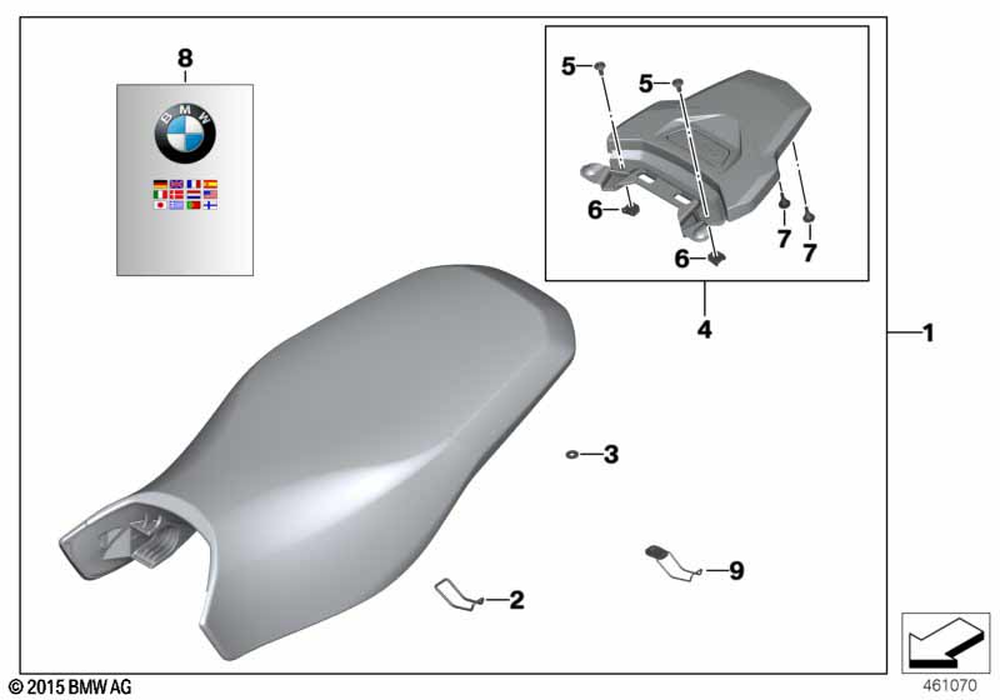 BMW Motorrad Rallye Seat, High — 77348523744 — parts illustration