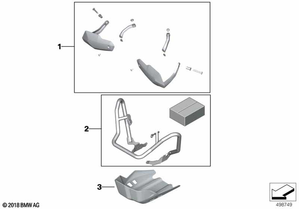 BMW Motorrad Set, Engine Protection Bar Black — 77145A5A4C7 — parts illustration
