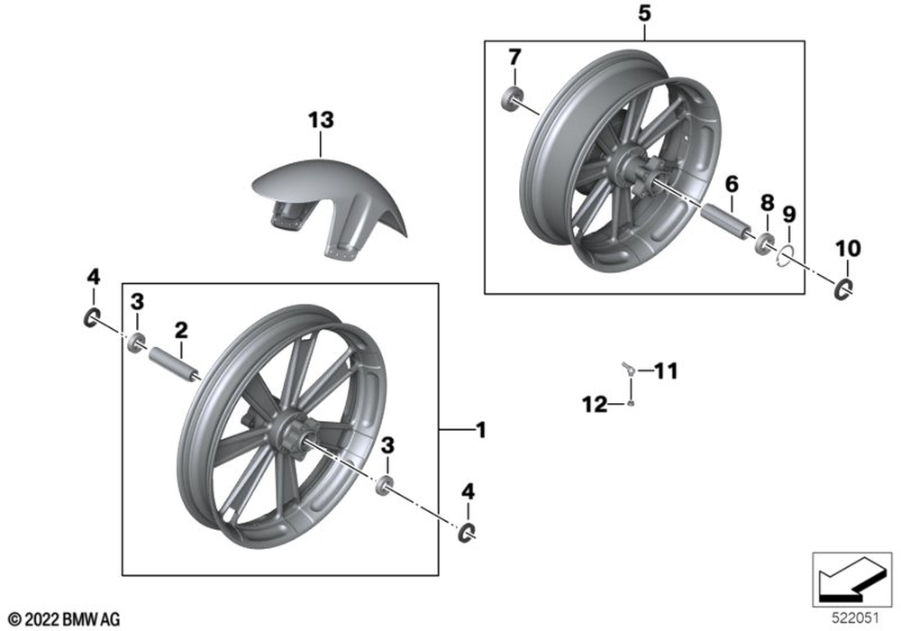 BMW Motorrad Forged Wheel, Rear — 77219457425 — parts illustration