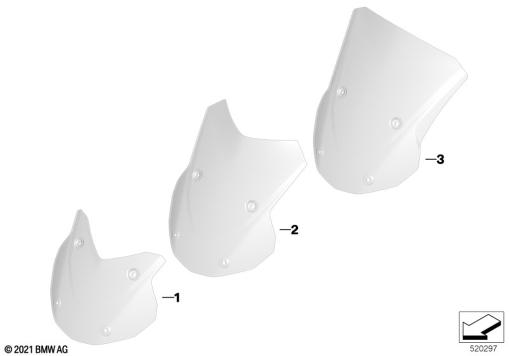 BMW Motorrad Windshield Sport, Clear — 46638392783 — parts illustration