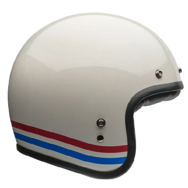 Bell Custom 500 Stripes Helmet — Pearl White/Red