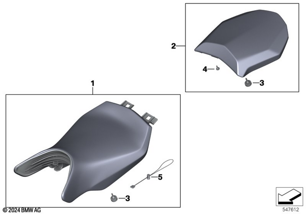 BMW Motorrad Rider Seat Black Low - 760Mm — 52535A677D3 — parts illustration