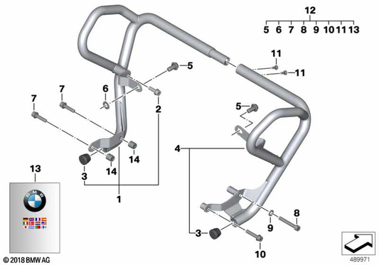 BMW Motorrad Left Engine Protection Bar — 77148405683 — parts illustration