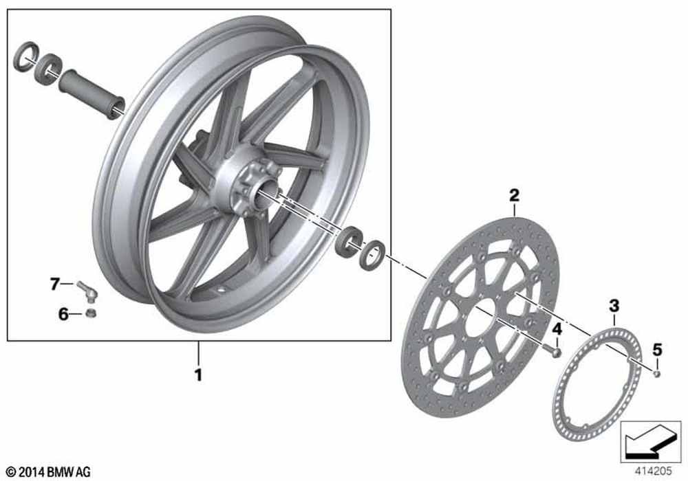 BMW Motorrad Black Front Wheel - 3.5X17 — 36318548892 — parts illustration