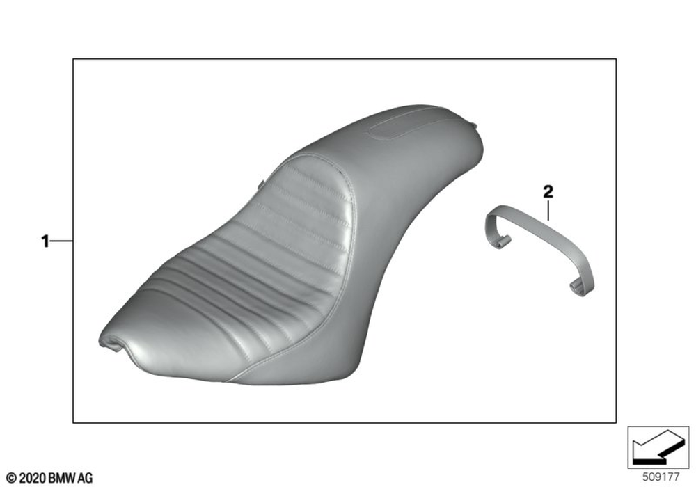 BMW Motorrad Set, Seat, Vintage Fastback, Black - Universal — 77345A393F2 — parts illustration