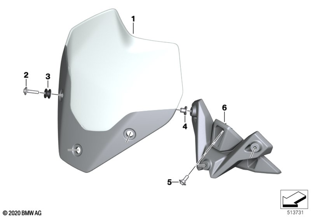 BMW Motorrad Windshield, Sport, Tinted — 46635A7E2A5 — parts illustration