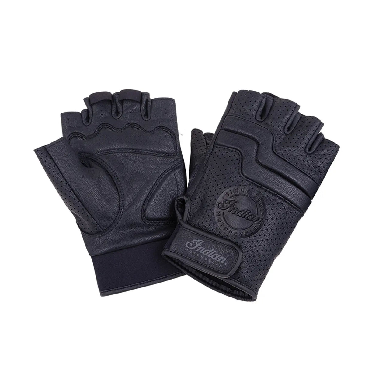 Indian Motorcycle Men's Leather Fingerless Denton Glove, Black