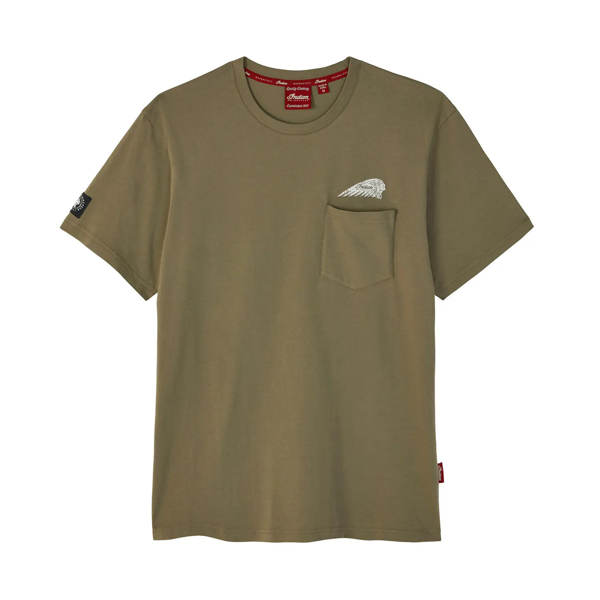 Indian Motorcycle Men's Spirit Lake IA Pocket T-Shirt, Green — S