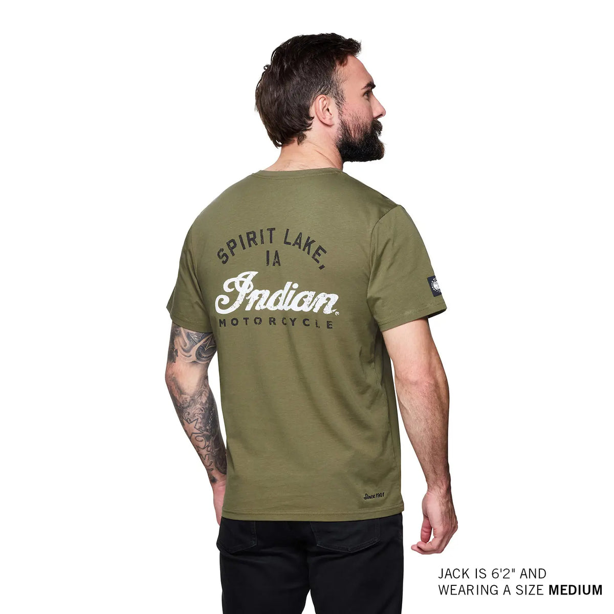 Indian Motorcycle Men's Spirit Lake IA Pocket T-Shirt, Green — S