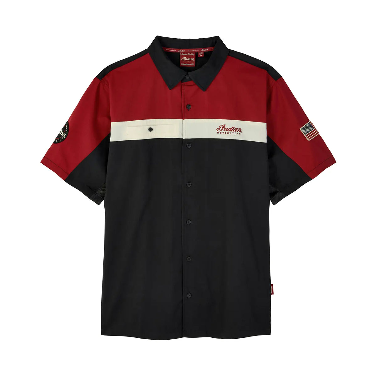 Indian Motorcycle Men’s Headdress Colorblock Shop Shirt, Red — S