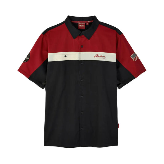 Indian Motorcycle Men’s Headdress Colorblock Shop Shirt, Red — S