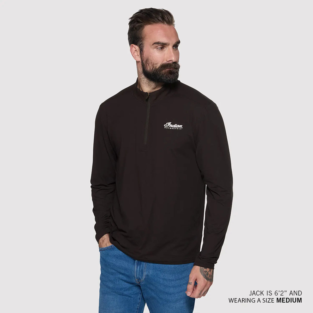 Indian Motorcycle Men's Essential Quarter Zip Top, Black