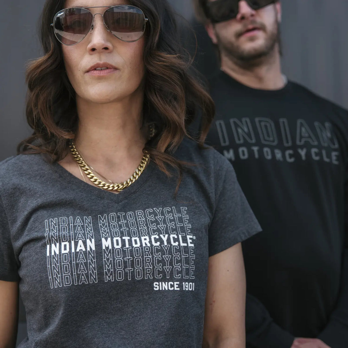 Indian Motorcycle Women's IMC Multiplied Logo T-Shirt, Gray