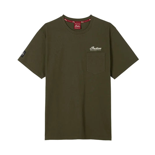 Indian Motorcycle Men's Headdress Pocket T-shirt, Green