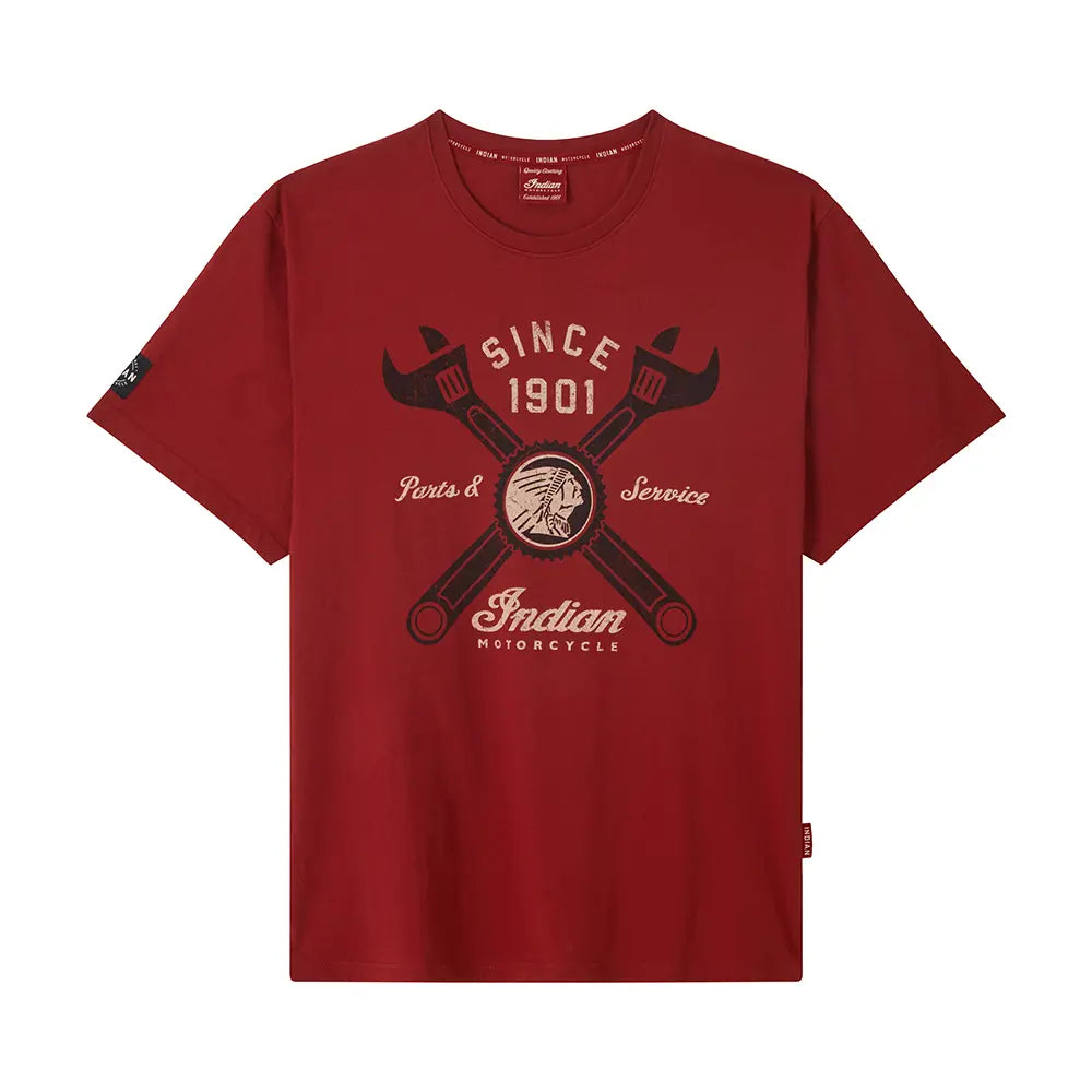 Indian Motorcycle Men's Parts and Service Graphic T-Shirt, Red