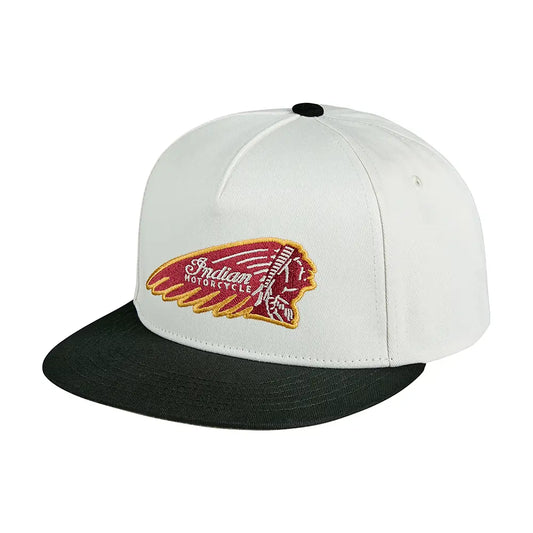 Indian Motorcycle Headdress Contrast Flat Peak Cap, White