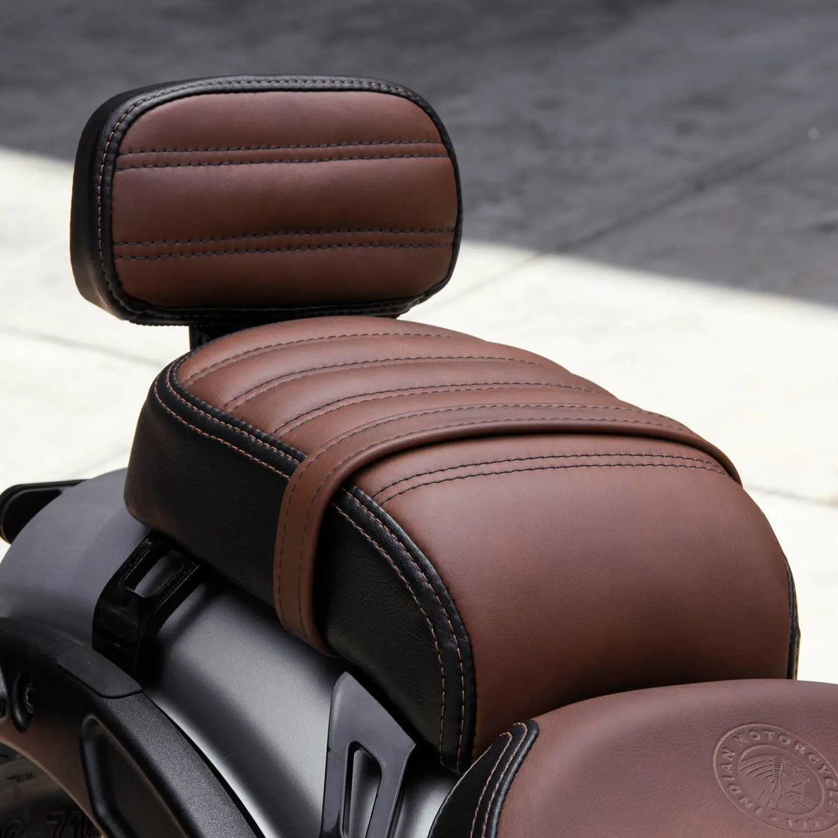 Genuine Leather Passenger Seat with Backrest, Brown - image 4 of 4