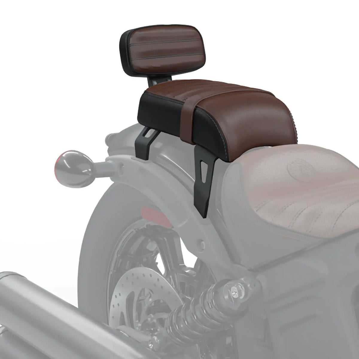 Genuine Leather Passenger Seat with Backrest, Brown - image 2 of 4