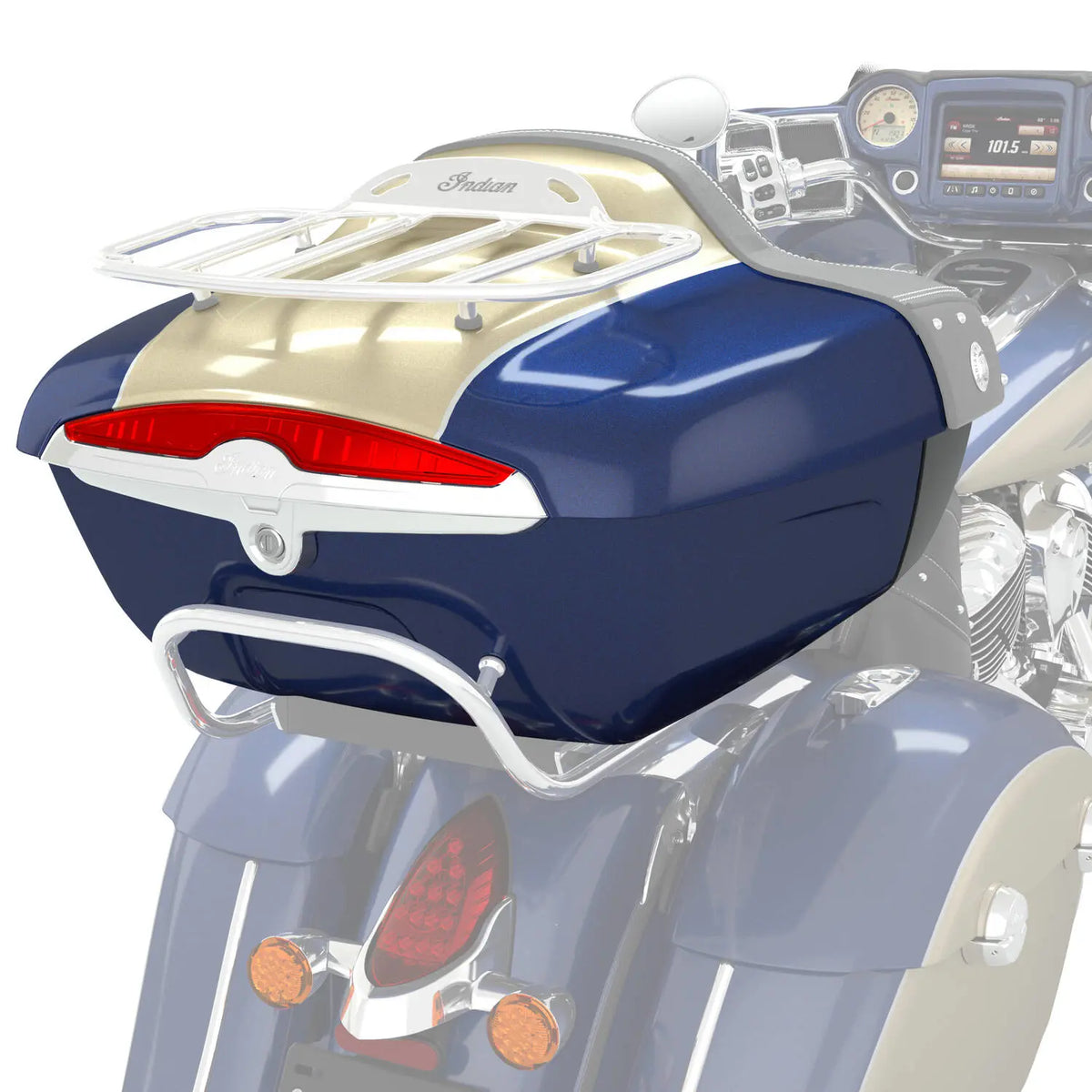 Quick-Release Lockable Trunk with Taillight, Deep Water Metallic over Dirt Track Tan - image 4 of 4