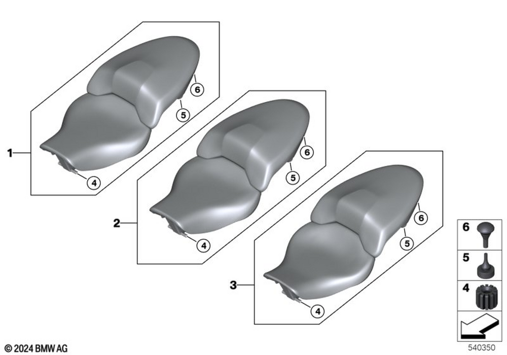 BMW Motorrad Seat High — 52537107970 — parts illustration