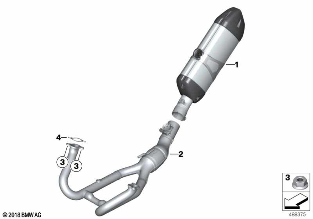 BMW Motorrad Chrome-Plated Exhaust Silencer — 18518559521 — parts illustration