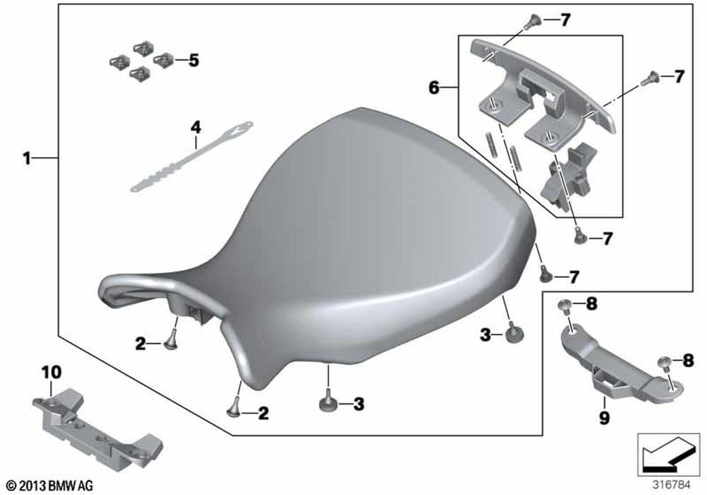 BMW Motorrad Brace For Saddle — 52538569810 — parts illustration