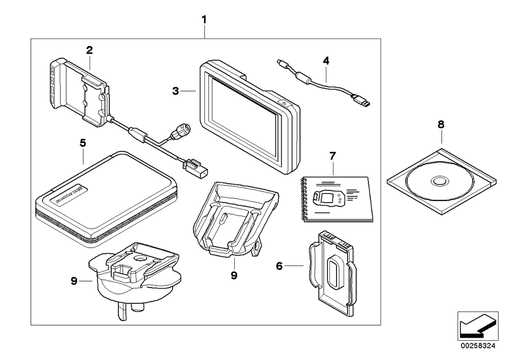 BMW Motorrad Power Adapter For Navigator - 100-240V — 77528544934 — parts illustration