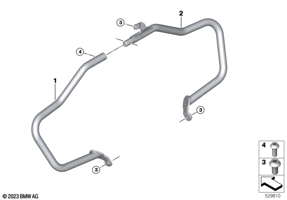 BMW Motorrad Engine Protection Bar Black Right — 77145A6A0C4 — parts illustration