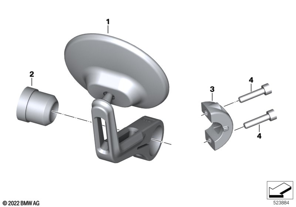BMW Motorrad Mirror, Handlebar End - Black — 51165B3DF94 — parts illustration
