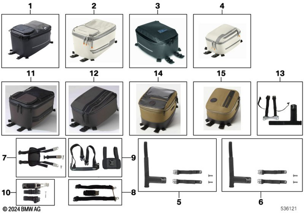 BMW Motorrad Large Urban Collection tank bag — 77455A3C3D7 — parts illustration