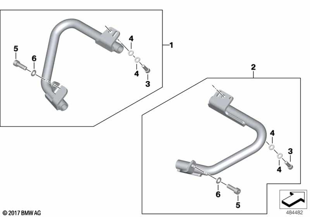 BMW Motorrad Set, Engine Crash Bars, Left — 77148396741 — parts illustration
