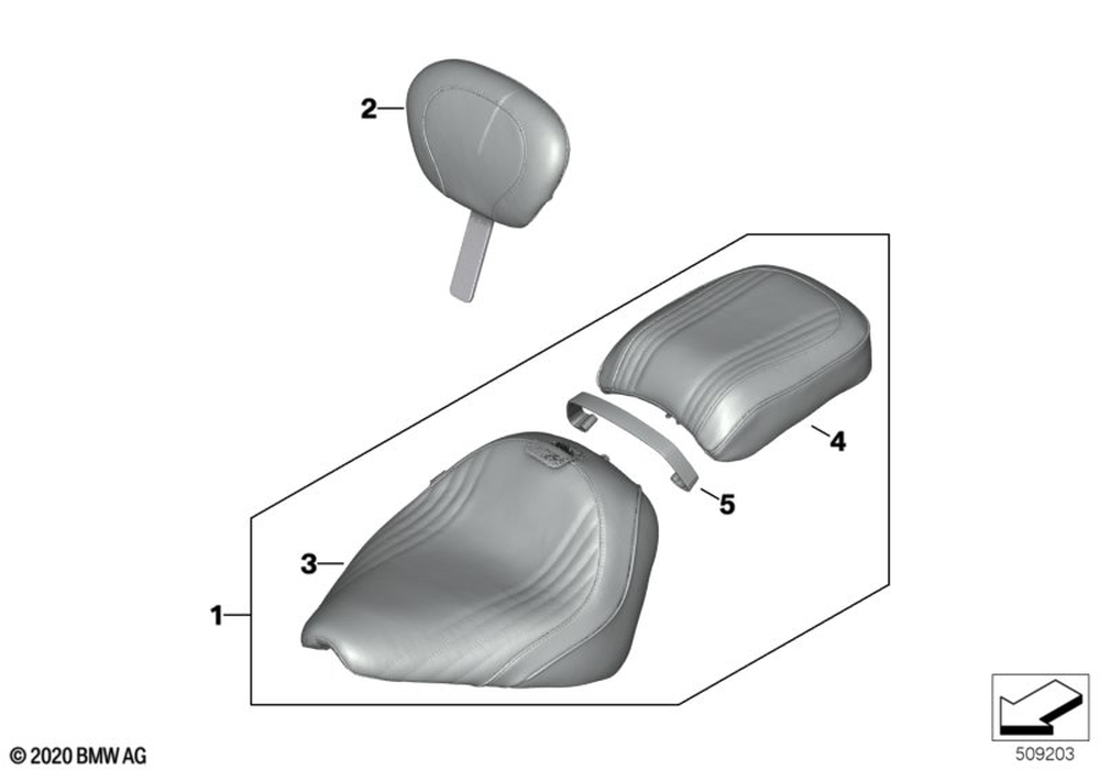 BMW Motorrad Set, Seat, Day Rider, Brown — 77342469401 — parts illustration