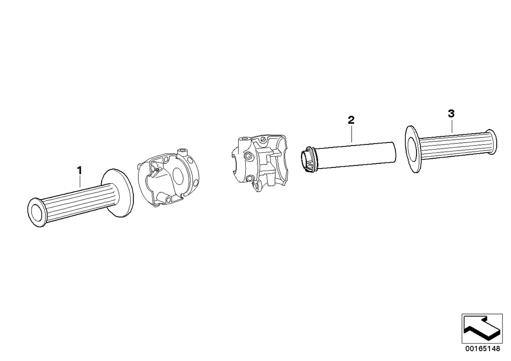 BMW Motorrad Heated Handle, Left — 61317653173 — parts illustration