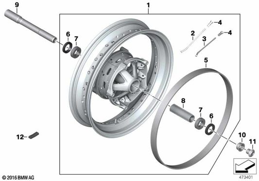 BMW Motorrad Spoke Wheel, Black Front - 3.5X17 — 36318562551 — parts illustration