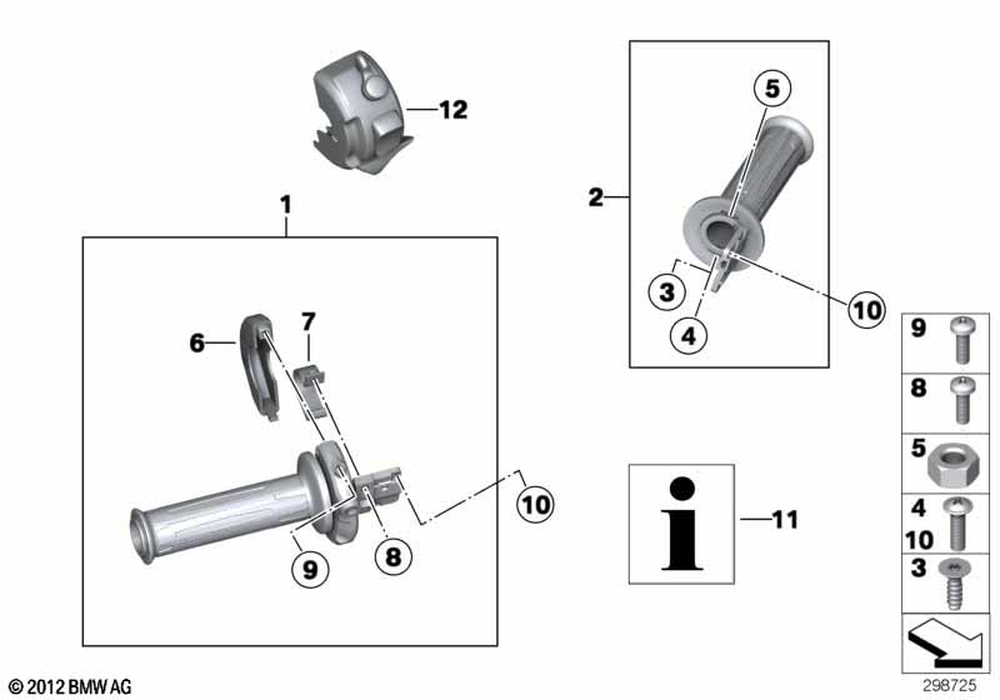 BMW Motorrad Handle Right — 61317695470 — parts illustration