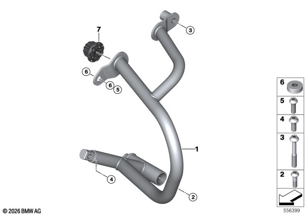 BMW Motorrad Set, Engine Protection Bar Black — 77145B737F5 — parts illustration