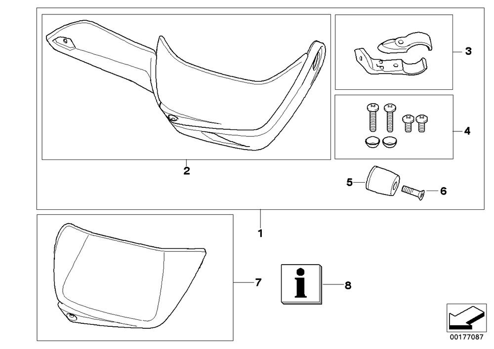 BMW Motorrad Hand Guard Upper Section, Large, Left — 71607705221 — parts illustration