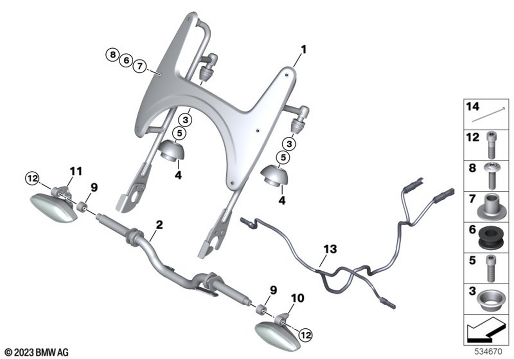 BMW Motorrad Bracket For Windshield - Chrom — 46639480728 — parts illustration