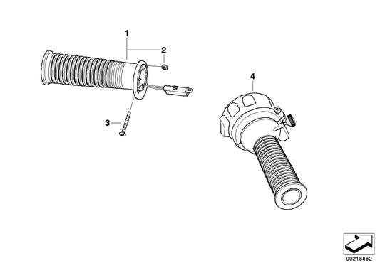 BMW Motorrad Right Grooved Handle — 61317708236 — parts illustration
